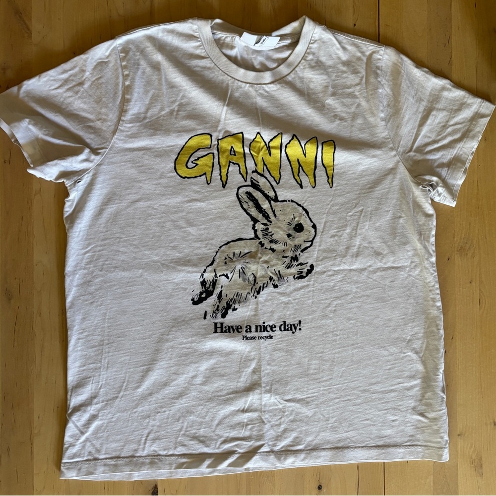 GANNI White Bunny Graphic Tee - Well Loved